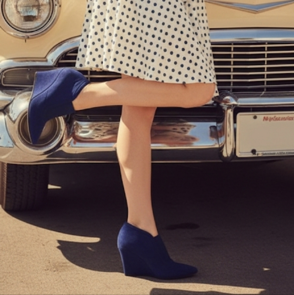 AQUATALIA Blue Suede Wedge Ankle Boots 6.5